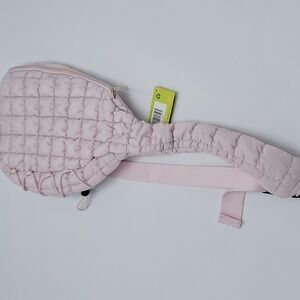Quilted Pink Pickleball Racket Sling Bag Backpack